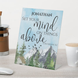 水彩自然キリスト教聖書聖句名ギフト 台座サイン