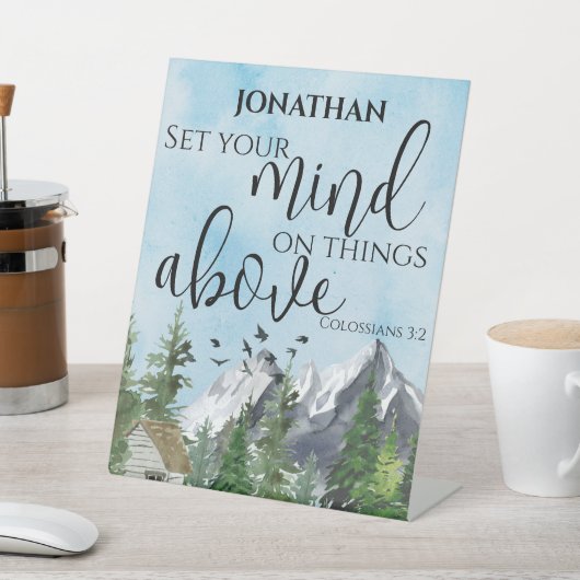 水彩自然キリスト教聖書聖句名ギフト 台座サイン (インサイチュ)