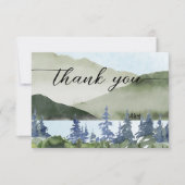 水彩自然フォレストマウンテンアウトドア結婚ーズ サンキューカード (正面)