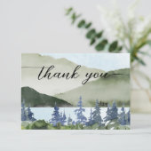 水彩自然フォレストマウンテンアウトドア結婚ーズ サンキューカード (スタンド正面)