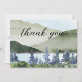 水彩自然フォレストマウンテンアウトドア結婚ーズ サンキューカード (正面)
