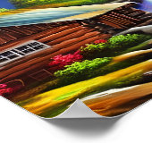 水彩自然マウンテンウォー絵画プーズ ポスター (角)