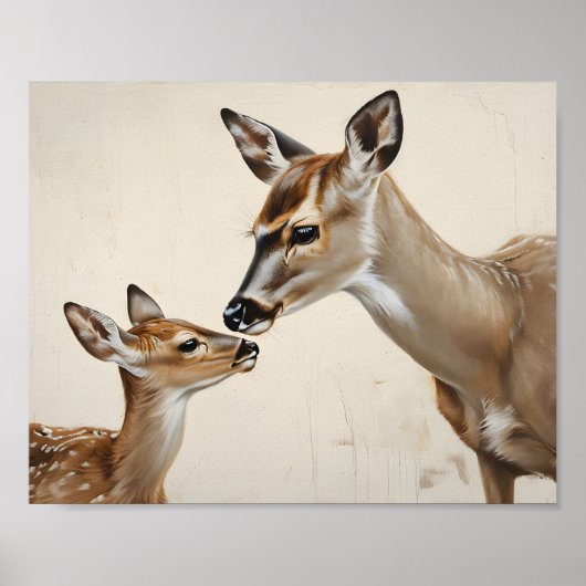 水彩自然マザー・ディアー&ポーン・アート ポスター (正面)