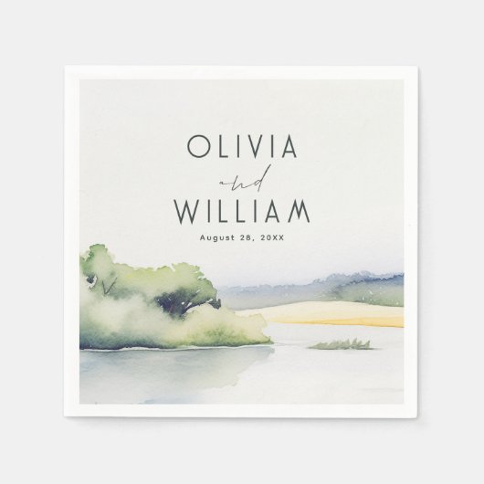 水彩自然ロマンチック スタンダードカクテルナプキン (正面)