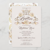 水彩自然乾燥フラワーバプテスマ 招待状 (正面/裏面)