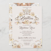 水彩自然乾燥花の洗礼 招待状 (正面/裏面)