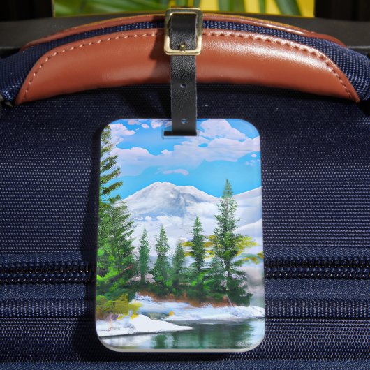 水彩自然冬の雪絵画降り ラゲッジタグ (正面インサイチュ2)