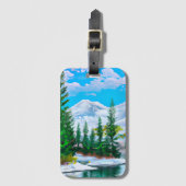水彩自然冬の雪絵画降り ラゲッジタグ (正面縦)