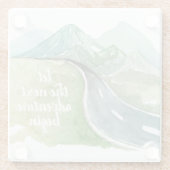 水彩自然次の冒険を始めよう ガラスコースター (裏面)