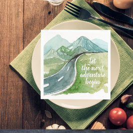 水彩自然次の冒険を始めよう スタンダードカクテルナプキン