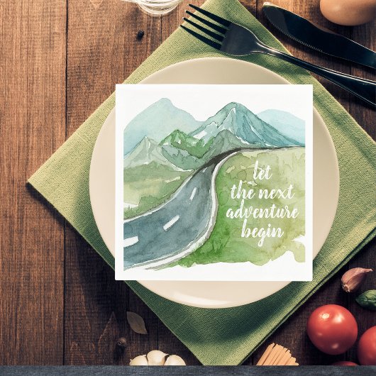 水彩自然次の冒険を始めよう スタンダードカクテルナプキン