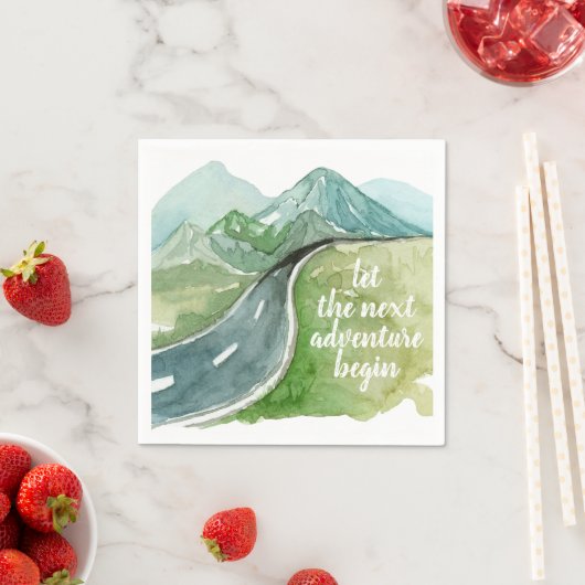 水彩自然次の冒険を始めよう スタンダードカクテルナプキン (インサイチュ)