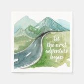 水彩自然次の冒険を始めよう スタンダードカクテルナプキン (正面)