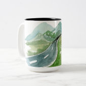 水彩自然次の冒険を始めよう ツートーンマグカップ (正面左)