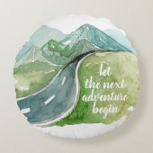 水彩自然次の冒険を始めよう ラウンドクッション (正面)