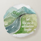 水彩自然次の冒険を始めよう ラウンドクッション (裏面)