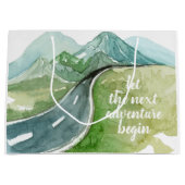 水彩自然次の冒険を始めよう ラージペーパーバッグ (正面)