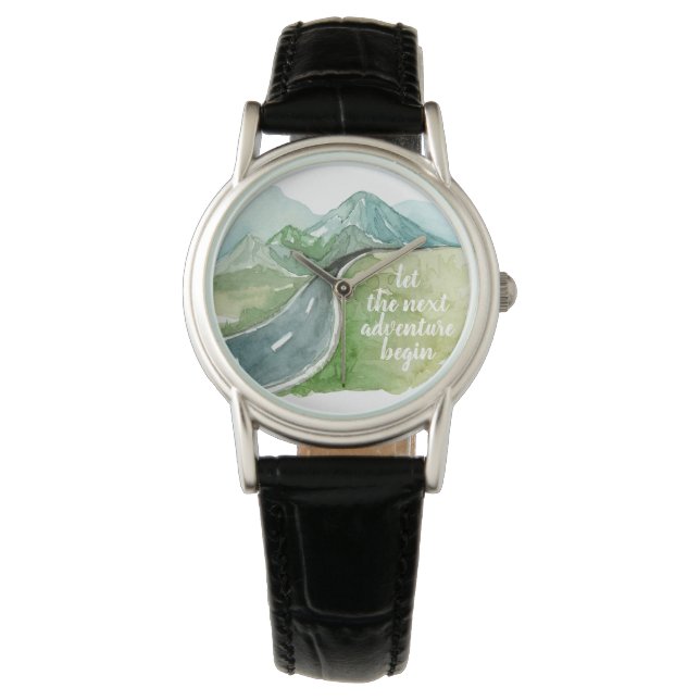 水彩自然次の冒険を始めよう 腕時計 (正面)