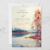 水彩自然秋横結婚景 招待状 (正面)