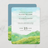 水彩自然結婚山 招待状 (正面/裏面)