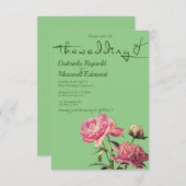 水彩自然緑の牡丹のフローラ 招待状 (正面/裏面)