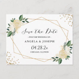 水彩自然緑の金ゴールドフローラ保存日 案内ポストカード