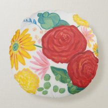 水彩自然赤ローズイエローデイジーフローラ