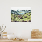 水彩自然風景 ポスター (キッチン)