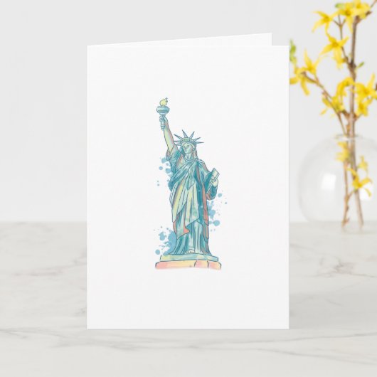 水彩自由の像 カード (黄色い花)