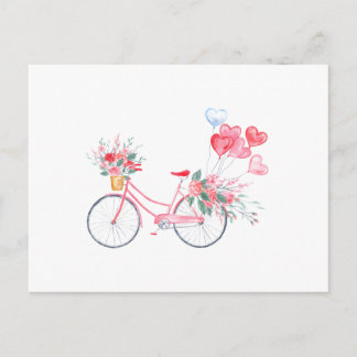 水彩自転車と風船 ポストカード