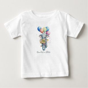 水彩自転車ゾウのベビーTシャツ ベビーTシャツ