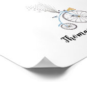 水彩自転車絵画の指紋ゲストブック ポスター (角)