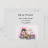 水彩自転車、我々は引っ越したアナウンス ポストカード (正面/裏面)