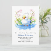 水彩至福のアヒル青い男の子ベビーシャワー 招待状 (スタンド正面)