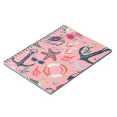 水彩航海のいかりヒトデ模様 ノートブック (左側)