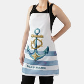 水彩航海のいかりライトブルーストライプ エプロン (インサイチュ)