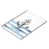 水彩航海のいかりライトブルーストライプ ノートブック (左側)