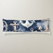水彩航海のいかり海ネイビーモノグラム ボディピロー (裏面)