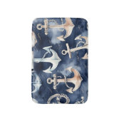 水彩航海のいかり海ネイビー バスマット (正面縦)