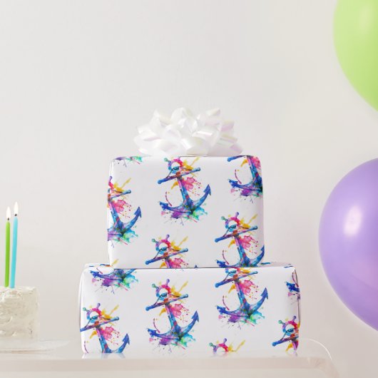 水彩航海のいかり ラッピングペーパー (パーティーギフト)