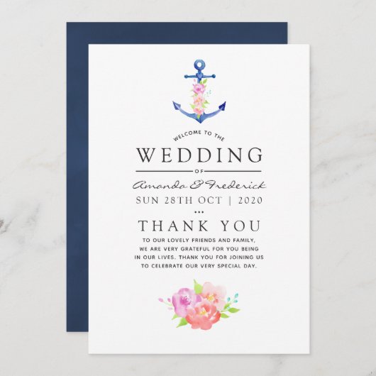 水彩航海のをテーマにしたフローラ結婚いかり プログラム (正面/裏面)