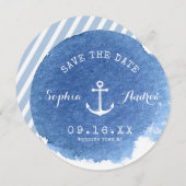 水彩航海のビーチ結婚式保存日 セーブザデート (正面/裏面)