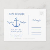 水彩航海のビーチ結婚式保存日 案内ポストカード (裏面)