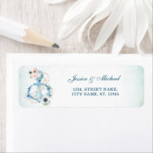 水彩航海のフローラいかりビーチティール（緑がかった色） ラベル (インサイチュ)