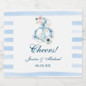 水彩航海のフローラいかりビーチ結婚式 スパークリングワインラベル (シングルラベル)