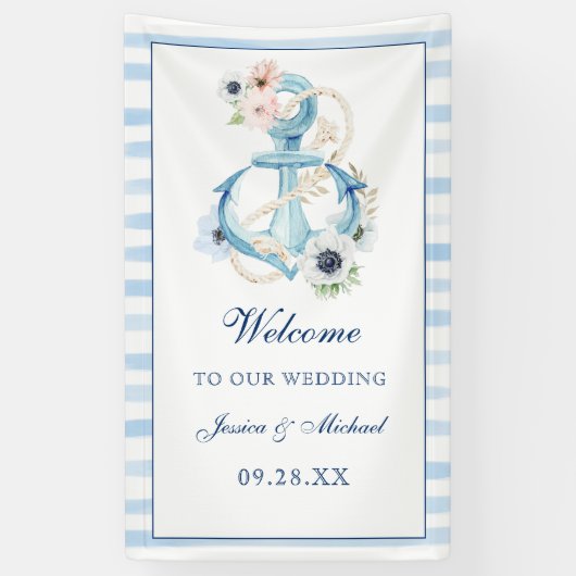 水彩航海のフローラいかりビーチ結婚式 横断幕 (縦)