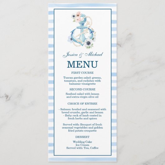水彩航海のフローラいかりブルーストライプ メニュー (正面)