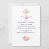 水彩航海のフローラブリデスメイドランチョン 招待状 (正面)