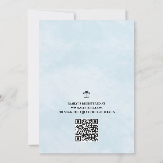 水彩航海のブライダルシャワー海QRコード 招待状 (裏面)