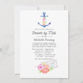 水彩航海のブライダルシャワーby郵便 招待状 (正面)